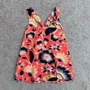J.Crew Twist Halter Back Silk Blend Hibiscus Floral Sleeveless Blouse Shirt 0